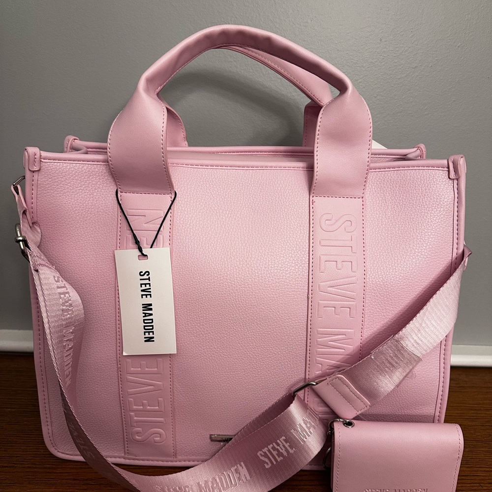 Steve Madden LARGE BWebber Chalk Pink Tote Satchel Bag